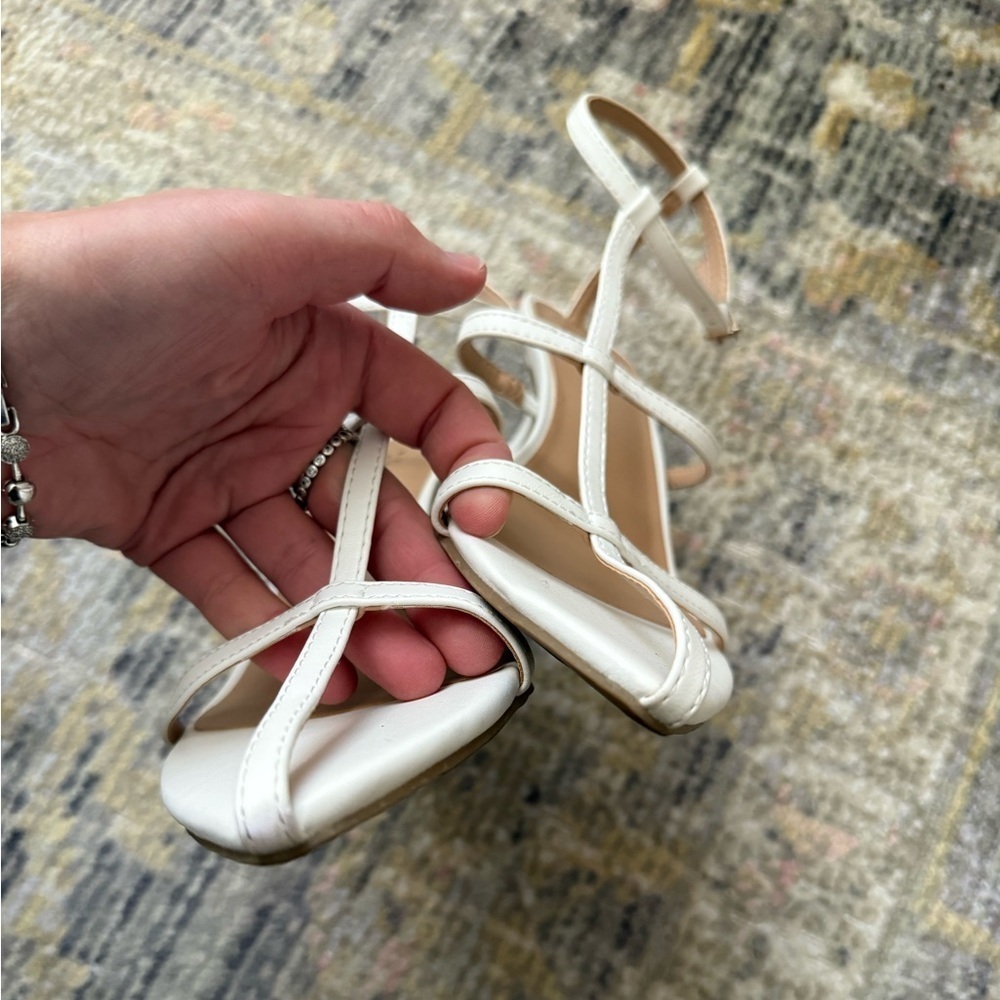 Women's White faux leather Strappy Sandals - Picture 6 of 7